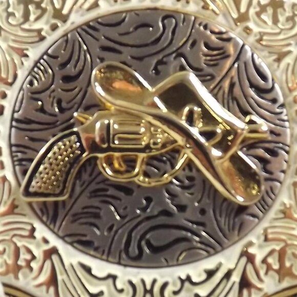 Western Hat and Revolver Southwestern Style Belt Buckle - Picture 9 of 11